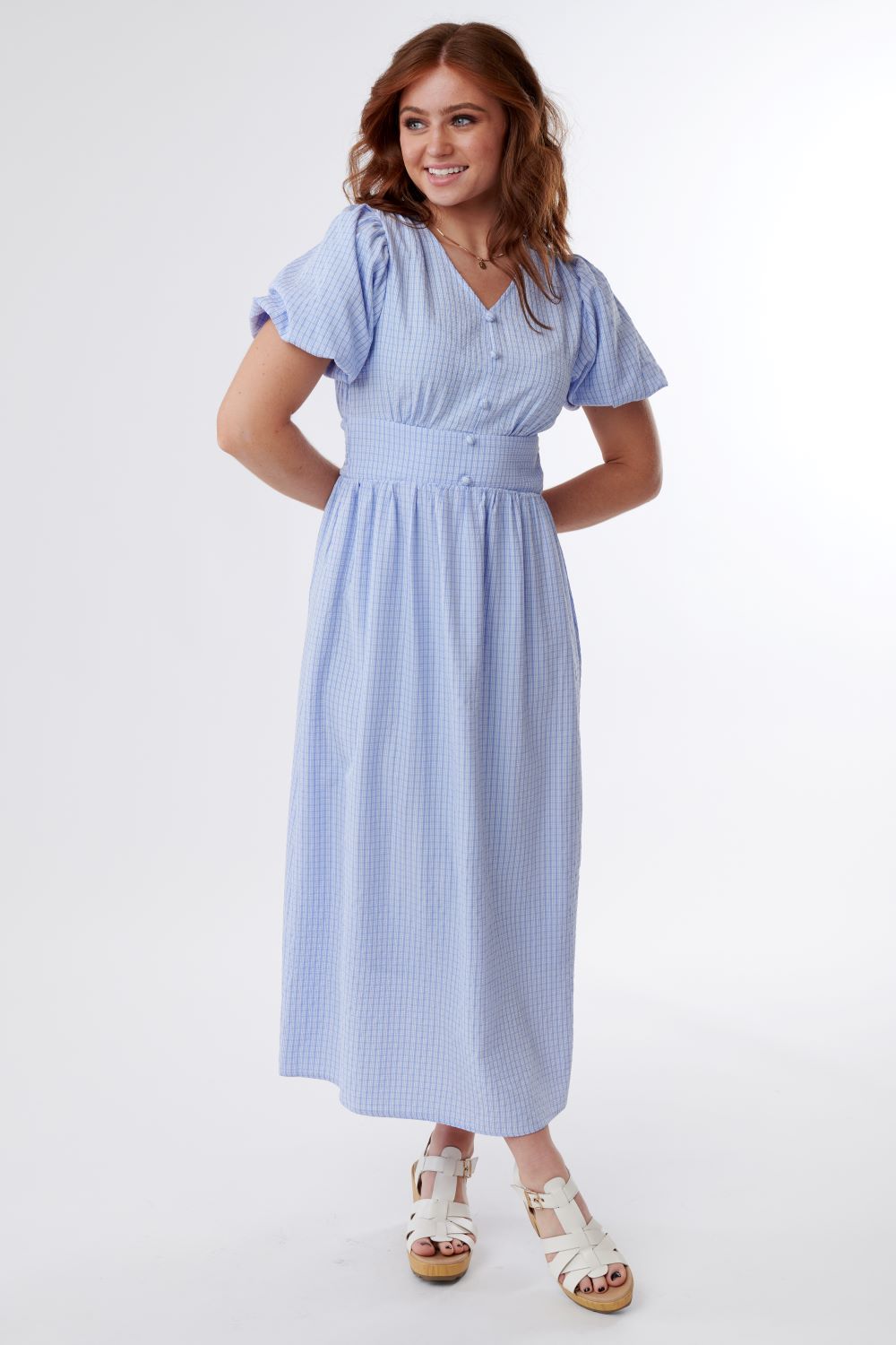 blue v neck maxi dress, modest dresses, tznius dresses, modest clothes