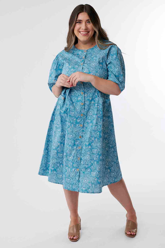 blue button up vintage 50s dress, modest dresses, sweet salt dresses