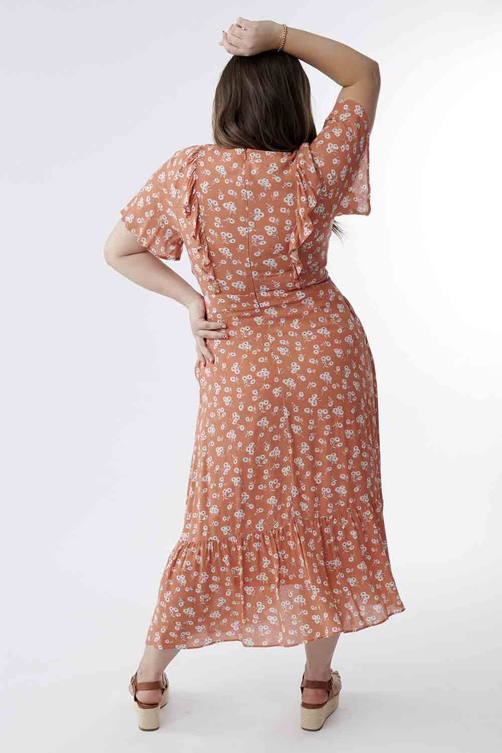 orange floral maxi dress, modest dresses, tznius dresses